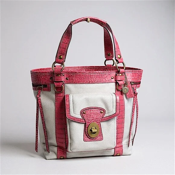 Coach RARE Exotic Legacy Pink Croc Embossed Trim Tote Y2K - Picture 1 of 17